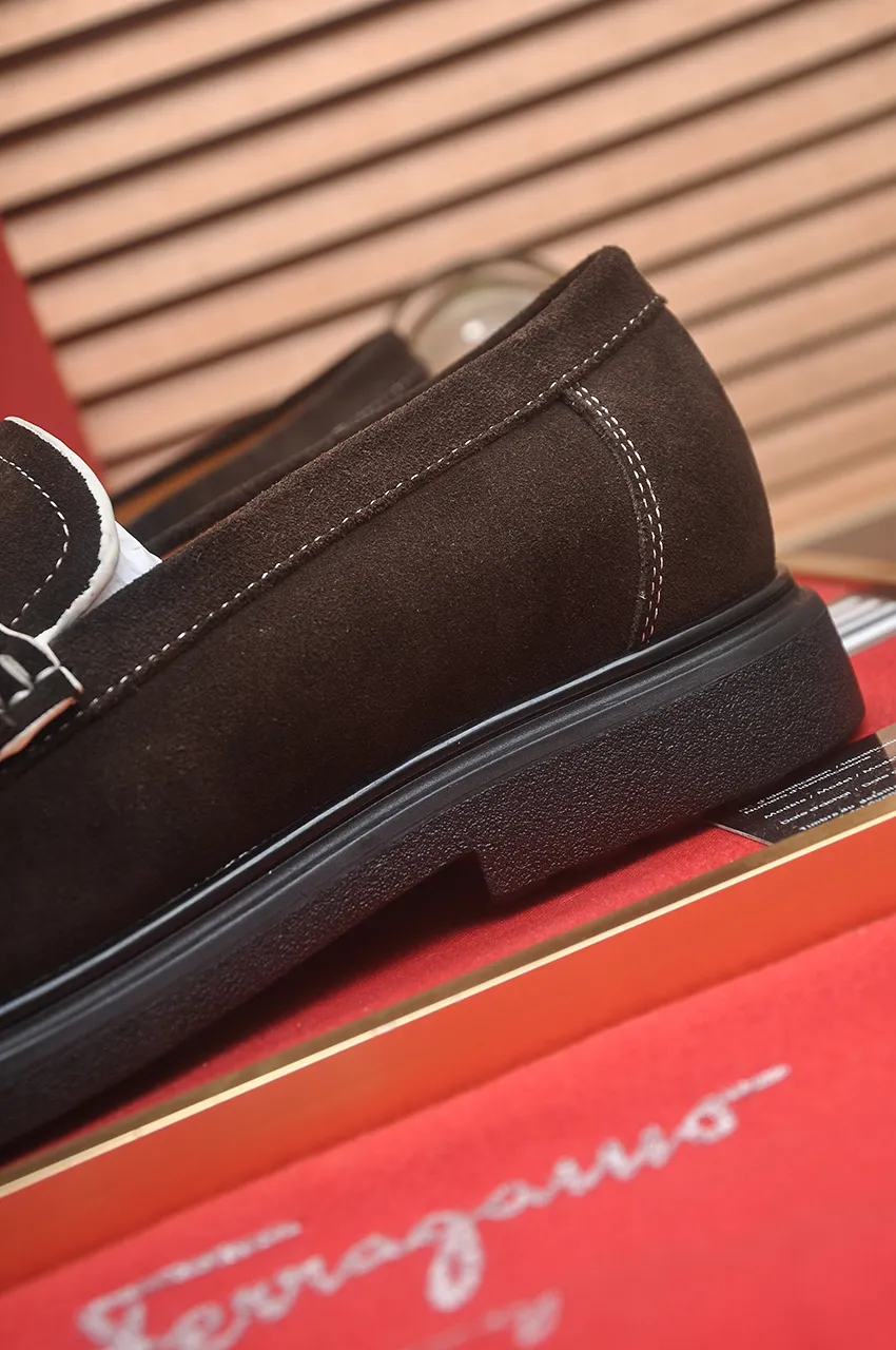 Men's shoes 💰440💶[Ferragamo/Ferragamo] The latest model in the counter. Original imported high-quality cowhide with open sides + imported 🐂 water-dyed cowhide lining + original luxury metal buckle + original combined outsole. No pressure for comparison. 38--45 (45 is custom-made and cannot be returned or exchanged)